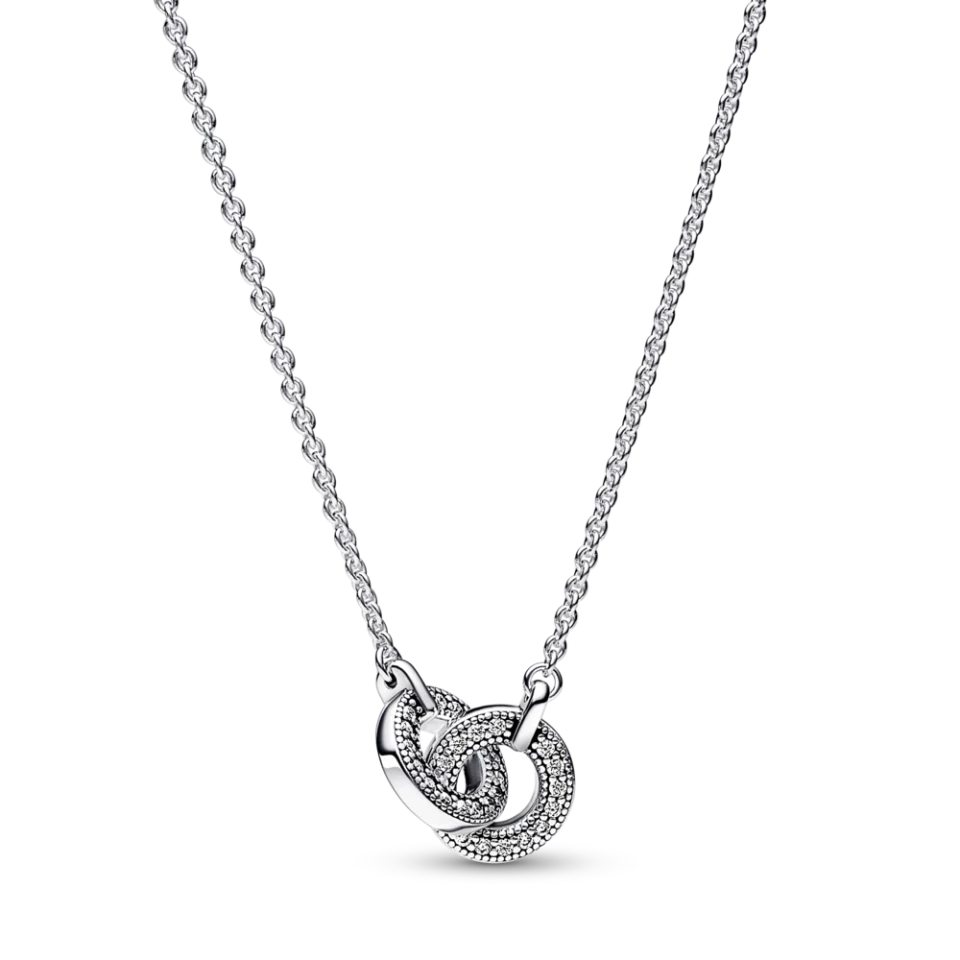 Срібне кольє Pandora з переплетеними кільцями, фото 1