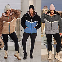 Жіноча куртка зимова хутро Тедді 48-50, 52-54, 56-58 беж синя сіра