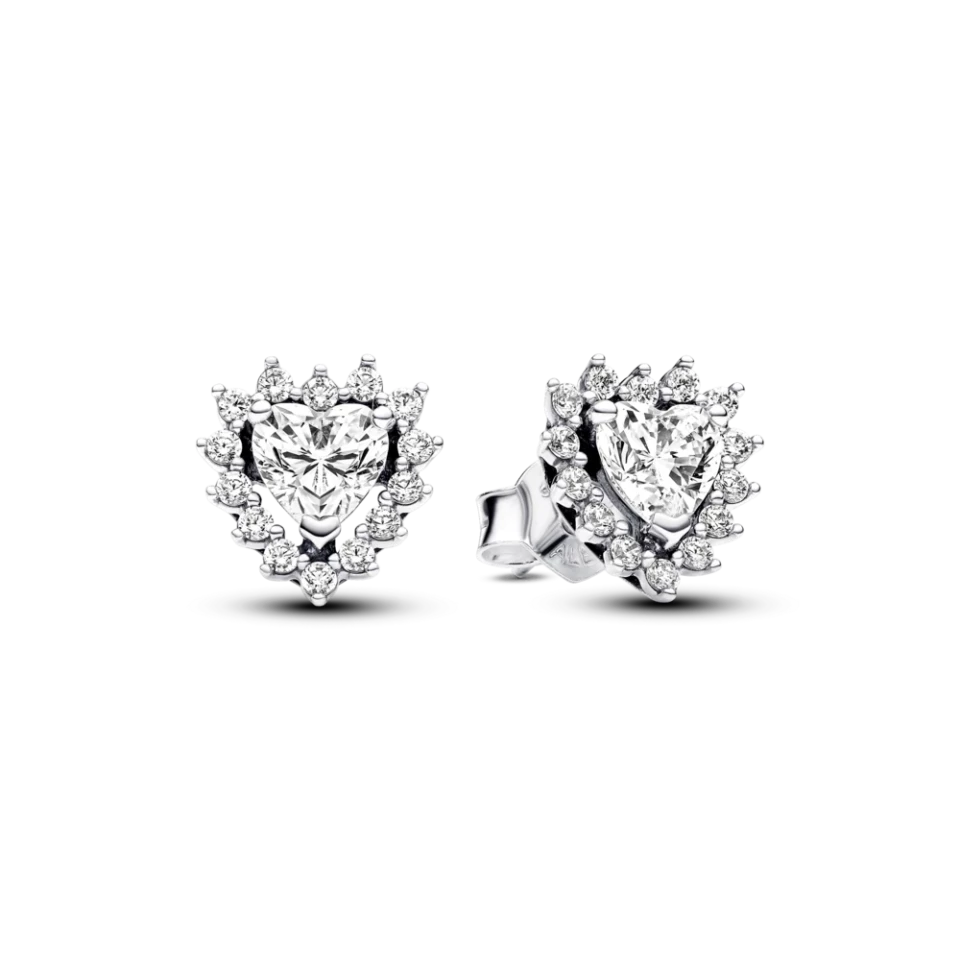Срібні сережки Pandora Сяйво серце з ореолом 293097C01, фото 1