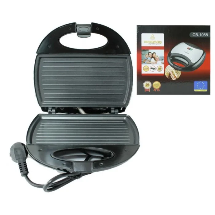 Електрична сендвічниця бутербродниця 750 Вт Crownberg CB-1068 am, фото 1