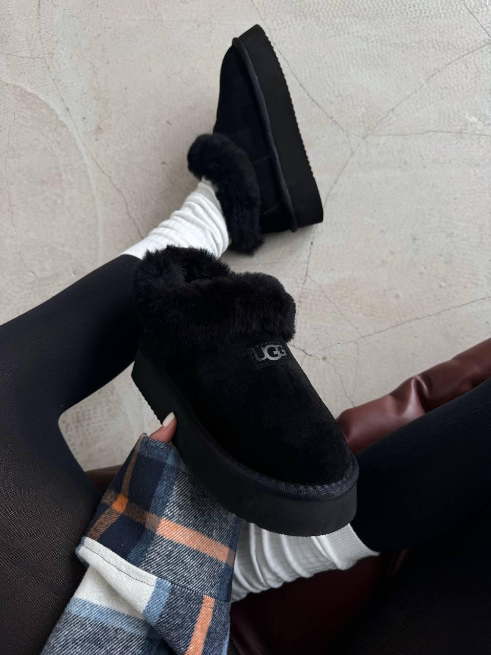 Зимові Жіночі Черевики UGG Coquette Platform Black Suede | чорні, замшеві, теплі, на платформі, розміри 36–41