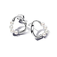 Срібні сережки No Brand Природне коло з перлинами 293276C01