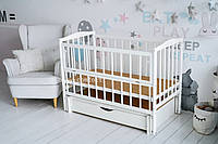 Ліжко дитяче Мрія маятник із відкидним бортиком і шухлядою білий