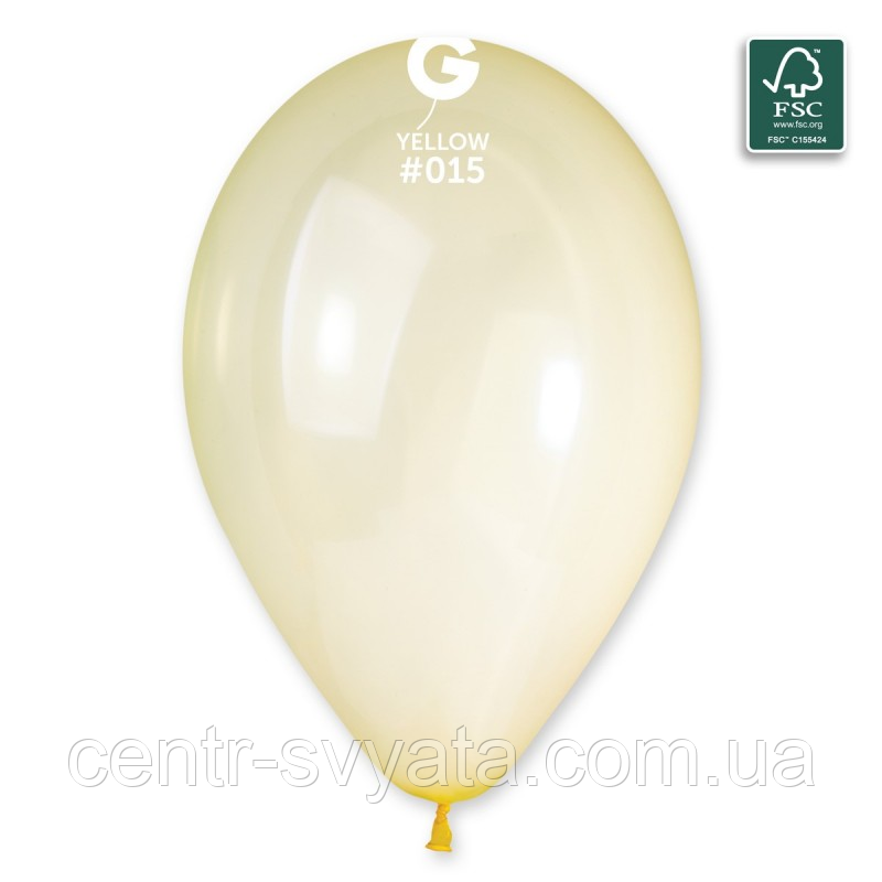 Латексна кулька Gemar 13"(33 см) #015 Кристал льодяник жовтий