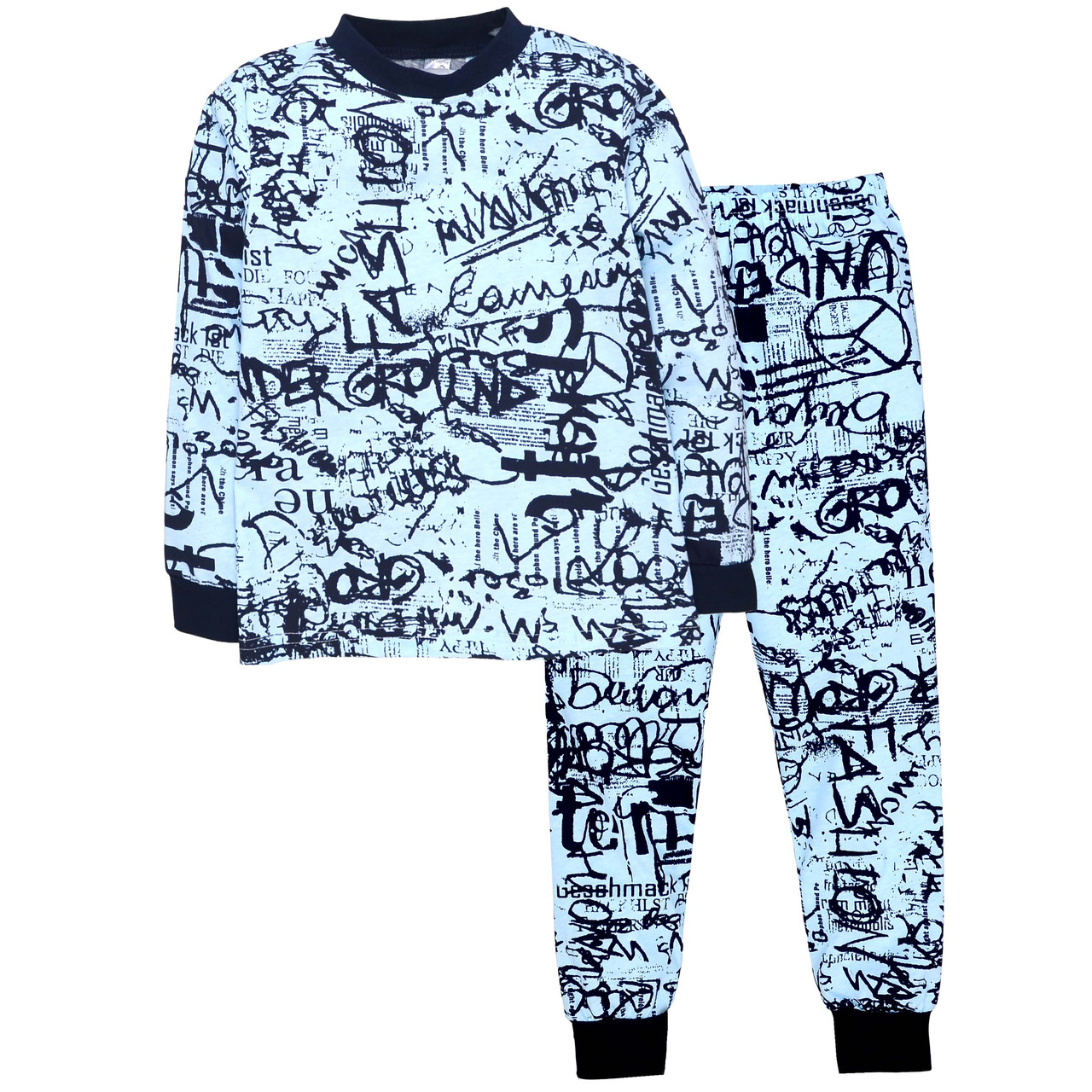 Дитяча трикотажна піжама для хлопчиків зі штанами зріст 122 см (6 - 7 років) Татошка Блакитний з принтом, фото 1