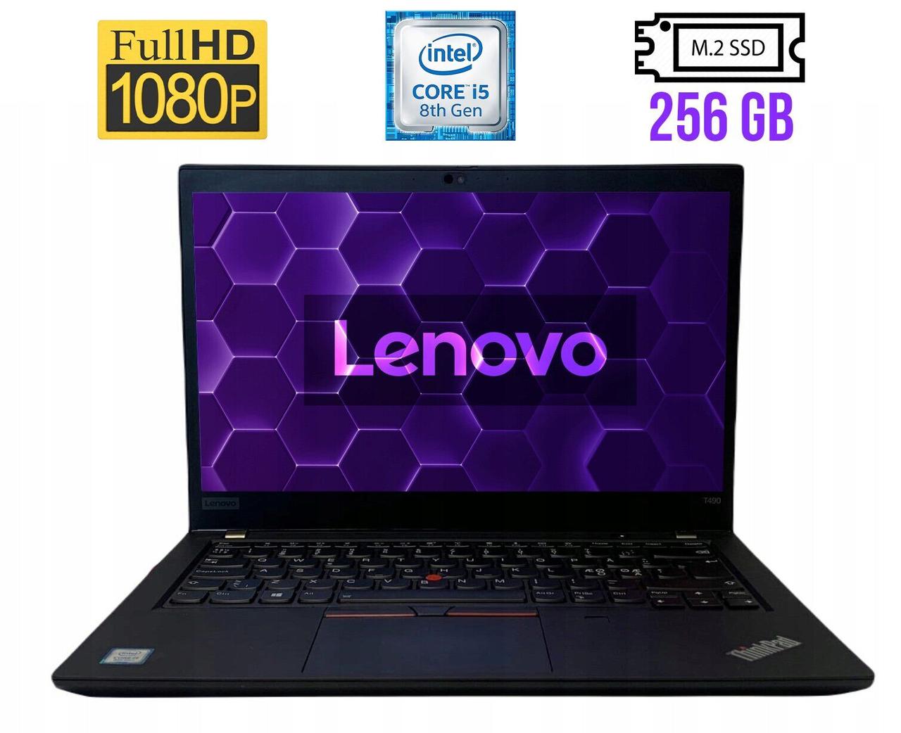 Ультрабук Lenovo ThinkPad T490/ 14" (1920x1080)/ Core i5-8265U/ 8 GB RAM/ 256 GB SSD/ UHD 630