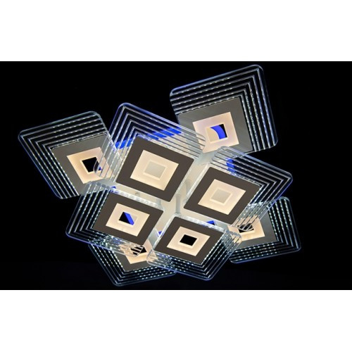 Світлодіодна стельова люстра сірого кольору 2726-4+4A GR LED 3color dimmer