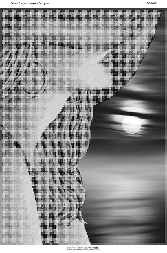 БС-2042 Дівчина в капелюсі. Схема для вишивки бісером, фото 1