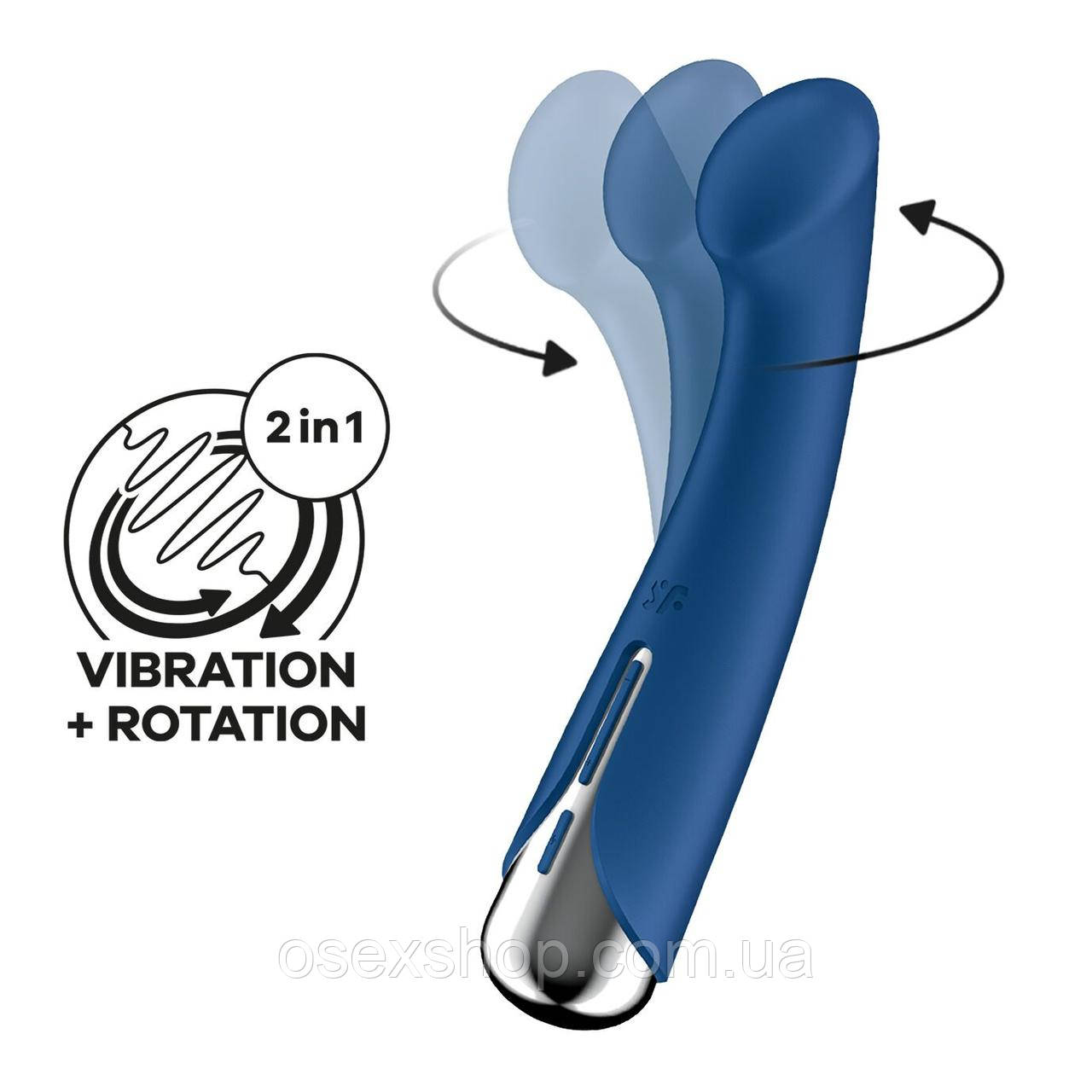 Вібратор із ротацією Satisfyer Spinning G-Spot 1 Blue, плоский майданчик для стимуляції точки G