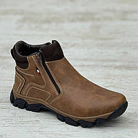 Тільки 44р! Черевики чоловічі зимові коричневі на 2 замка Ботинки мужские зимние коричневые (Код: 3510)