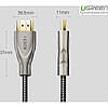 Відео кабель UGREEN HD131 HDMI Carbon Fiber Zinc Alloy Cable 3m, Gray, фото 4