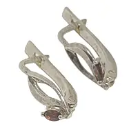 Срібні сережки з чеським гранатом ссг 346 гран