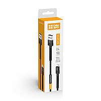 Кабель ColorWay USB - Apple Lightning (nylon - long head) 2.4А 1м чорний (CW-CBUL063-BK), фото 3