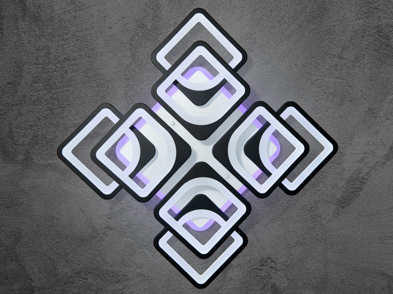 Світлодіодна люстра у вітальню з димером, колір чорний, 115 W на 16 м2 HS8060-4+4BK-LS