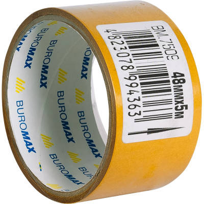 Скотч Buromax двосторонній на поліпропіленовій основі 48 мм х 5 м (BM.7509), фото 2