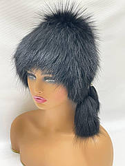 Жіноча зимова шапка з хутра чорнобурки "Парик"