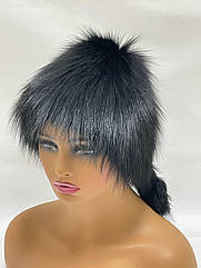 Жіноча зимова шапка з хутра чорнобурки "Кубанка"