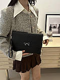 Жіноча класична сумка клатч 1745 на ремінці чорна, фото 7
