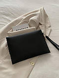 Жіноча класична сумка клатч 1745 на ремінці чорна, фото 5