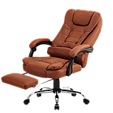 Компютерне крісло з підставкою для ніг Офісне крісло BOSS KO22KAR КАРАМЕЛЬНИЙ, фото 2