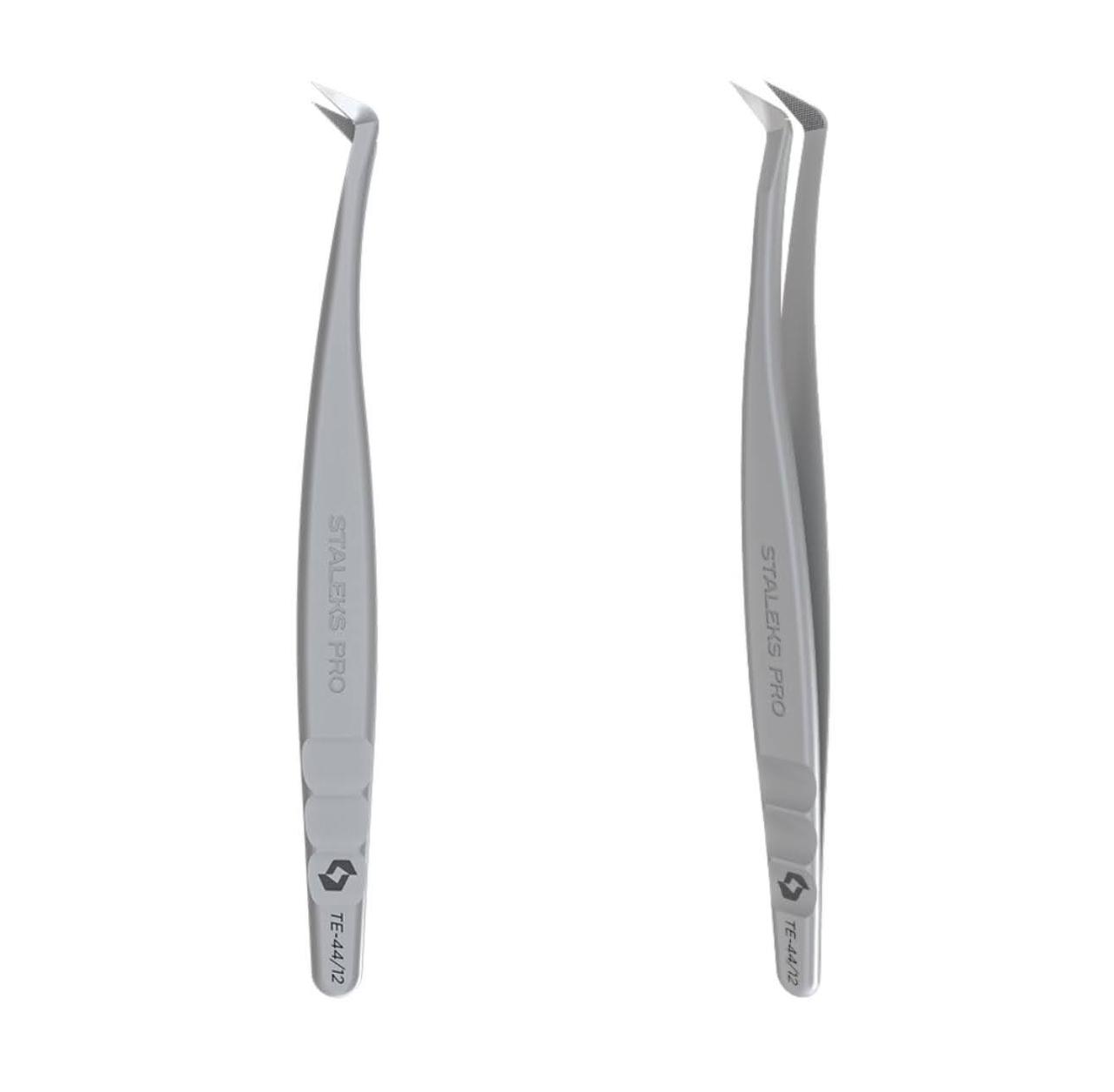 Staleks Pro Expert 44 Type 12 (L-подібний, 65`) - пінцет професійний з насічками для нарощування вій