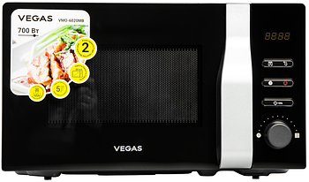 Мікрохвильова піч Vegas VMO-6020MB 20 л, 700 Вт, Таймер 35 хв, керування електронне, колір чорний