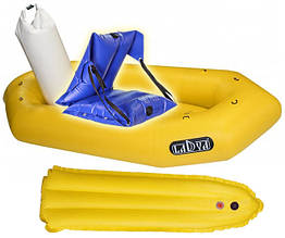 Надувний пакрафт Ладья ЛП-245 жовтий каяк для сплаву та риболовлі 180 кг вантажопідйомність довжина 245 см вага 6.5 кг
