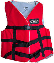 Рятувальний жилет Здоров'як 90-110 кг червоний для водних видів спорту міцна тканина комфорт і безпека