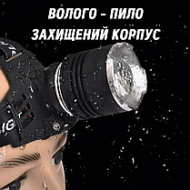 Потужний ліхтар налобний з оптичним зумом акумуляторний ліхтарик на голову W602 велокріплення, фото 5