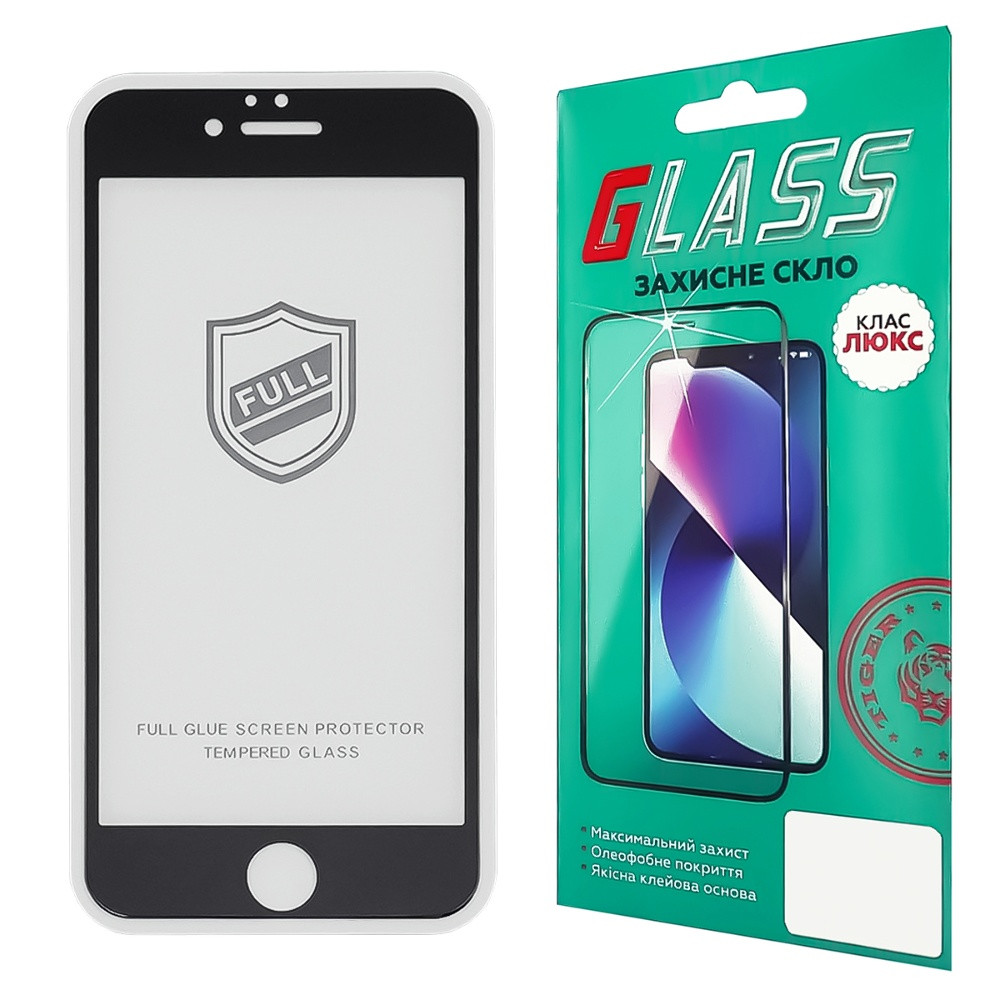 Захисне скло для Apple iPhone 6 Full Glue (0.25 мм, 2.5D, чорне) Люкс, фото 1