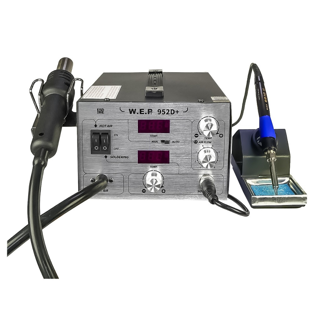 Паяльна станція WEP 952D+ компресорна, фен, паяльник, фото 1