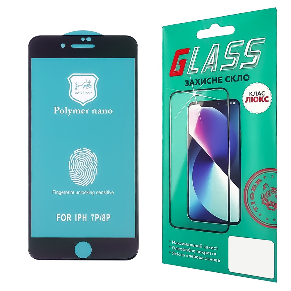 Захисна плівка для Apple iPhone 7 Plus/8 Plus (3D чорна) Polycarbone, фото 1