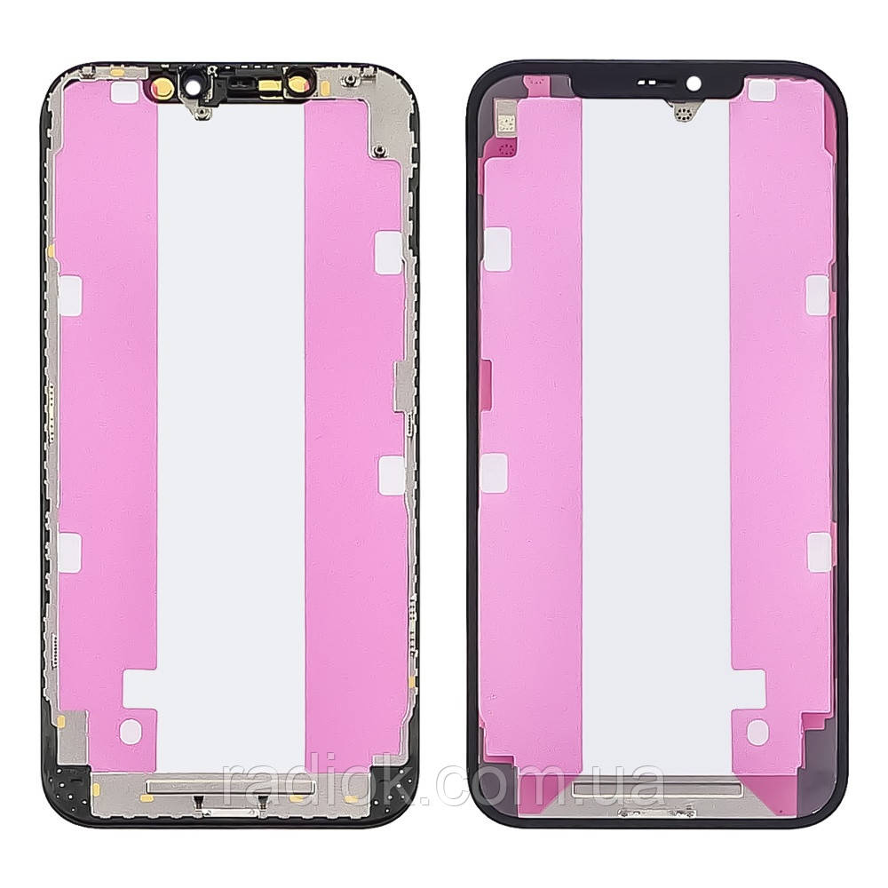 Скло тачскрину з OCA плівкою для Apple iPhone 12 Pro Max чорне з рамкою HC, фото 1