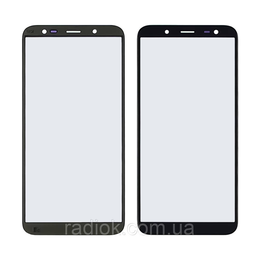 Скло тачскрину з OCA-плівкою для Samsung J600 Galaxy J6 (2018) чорне з олеофобним покриттям, загартоване, фото 1