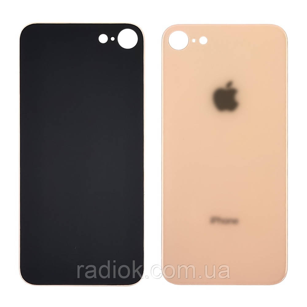 Заднє скло корпусу для Apple iPhone 8 Gold (золотисте) (Big hole), фото 1