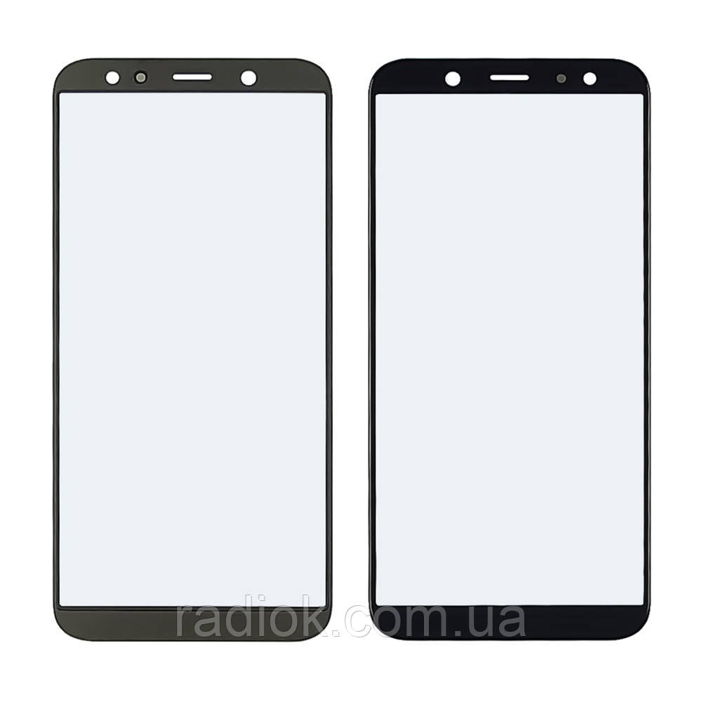 Скло тачскрину з OCA-плівкою для Samsung A600 Galaxy A6 (2018) чорне з олеофобним покриттям, загартоване, фото 1