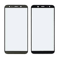 Скло тачскрину з OCA-плівкою для Samsung A600 Galaxy A6 (2018) чорне з олеофобним покриттям, загартоване