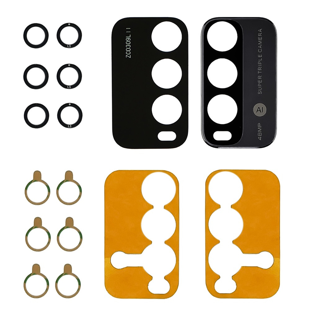 Скло камери для Xiaomi Redmi 9T (комплект 3 шт.) з чорною рамкою, фото 1