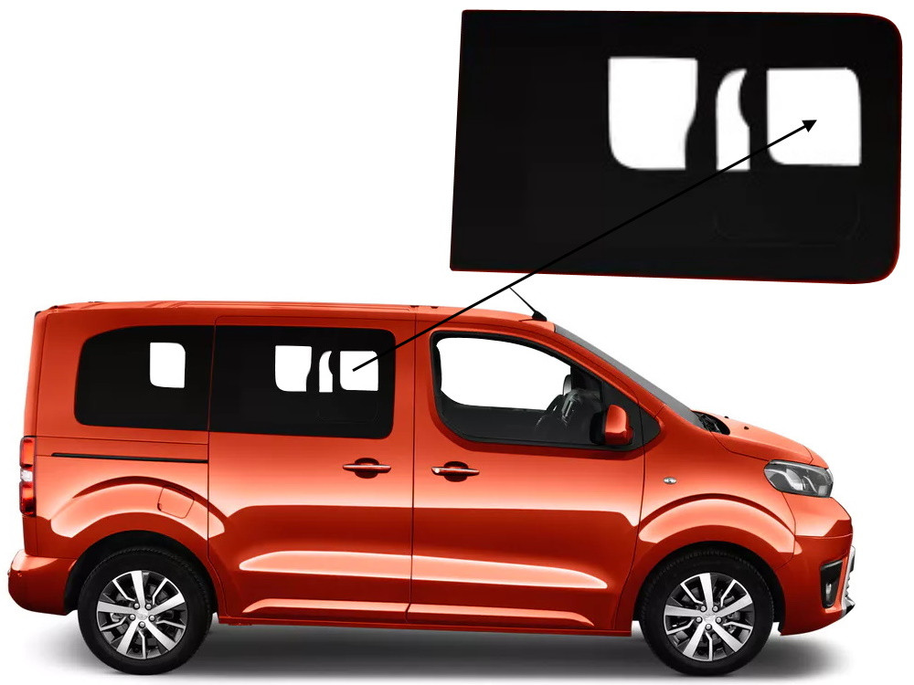 Бічне скло Citroen Jumpy 2016-2024 з кватиркою переднє праве коротка база, фото 1