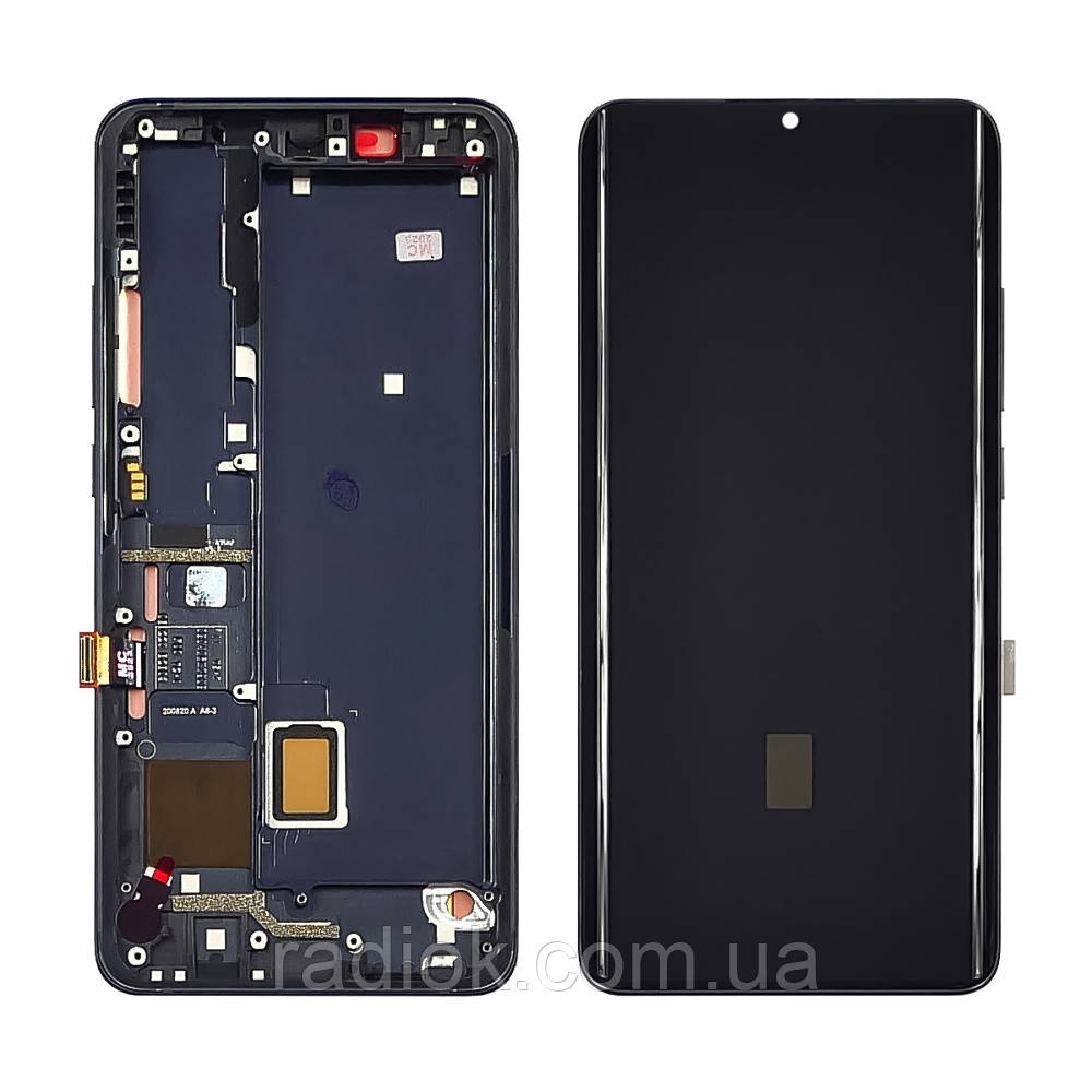 Дисплей для Xiaomi Mi Note 10/Mi Note 10 Lite/Mi Note 10 Pro з чорним тачскрином і чорною корпусною рамкою, фото 1