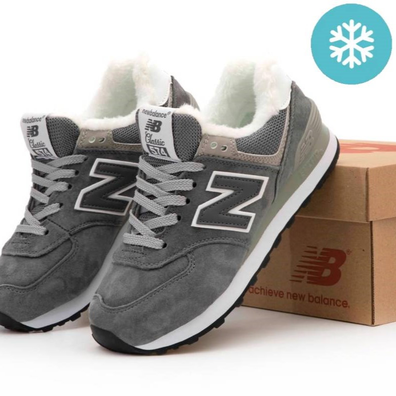 Жіночі кросівки демісезонні New Balance 574 весна осінь сірі. Живе фото