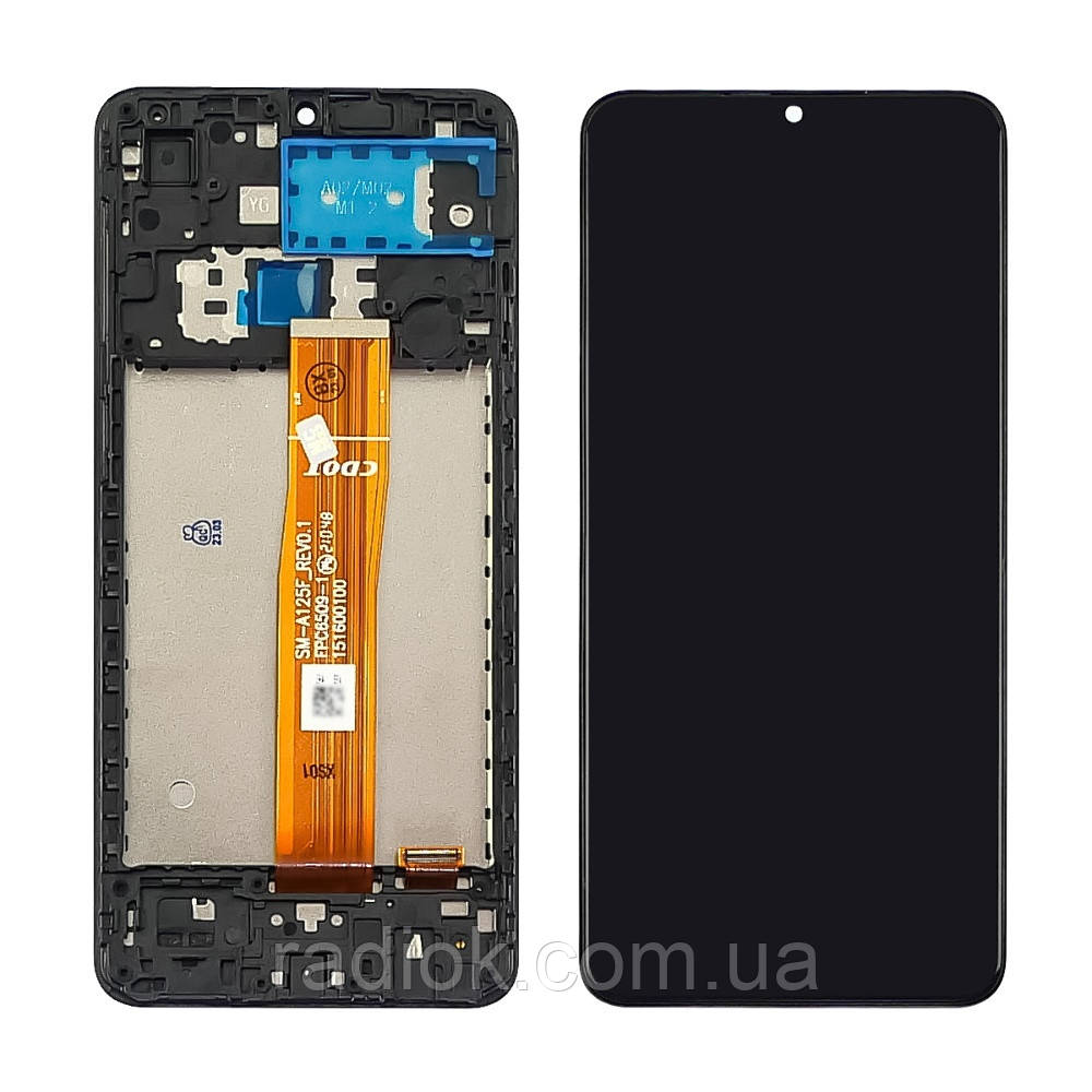 Дисплей для Samsung A125F Galaxy A12 з чорним тачскрином і корпусною рамкою
