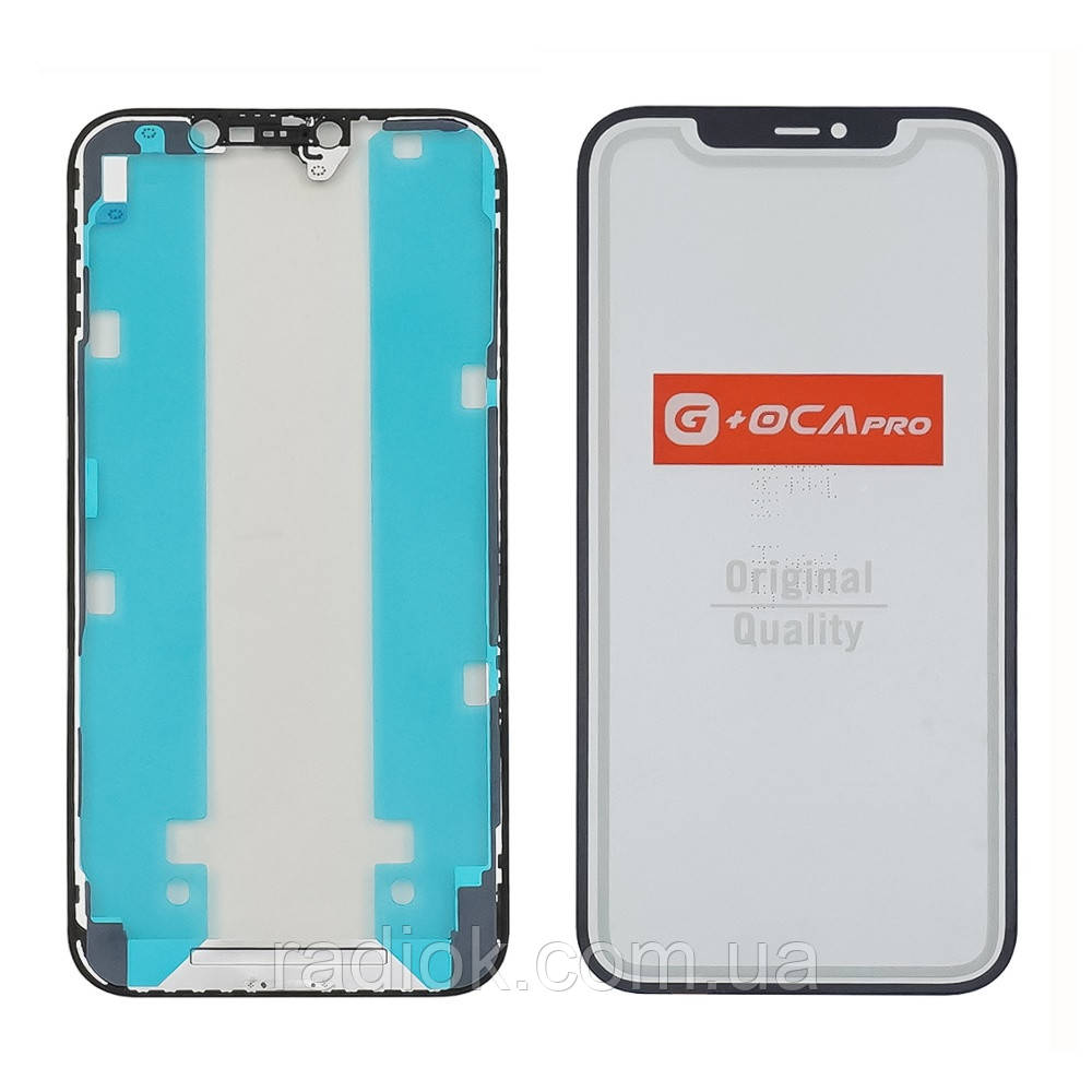 Скло тачскрина з OCA плівкою для Apple iPhone 12 Pro Max чорне із сіточкою G+OCA Pro, фото 1