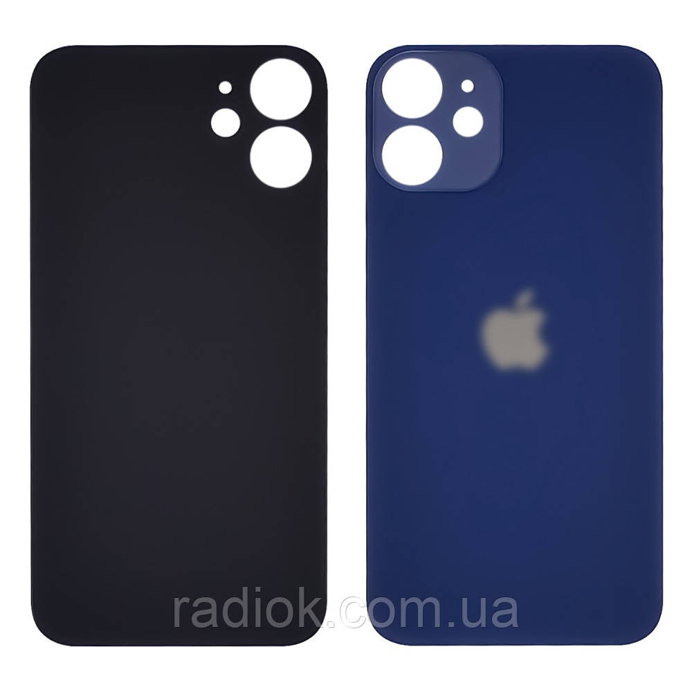 Заднє скло корпусу для Apple iPhone 12 Mini Blue (синє) (Big hole), фото 1