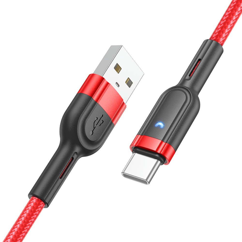 Кабель Hoco U117 з індикатором USB to Type-C 1.2m red, фото 1