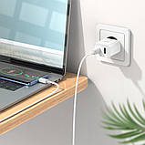 Мережевий зарядний пристрій Hoco C80A Plus USB/Type-C QC PD 20 W білий + кабель Type-C to Type-C, фото 4