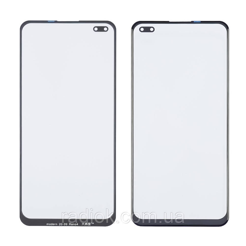 Скло тачскрину з OCA-плівкою для Oppo A93 (4G)/ Reno 4 чорне з олеофобним покриттям, загартоване