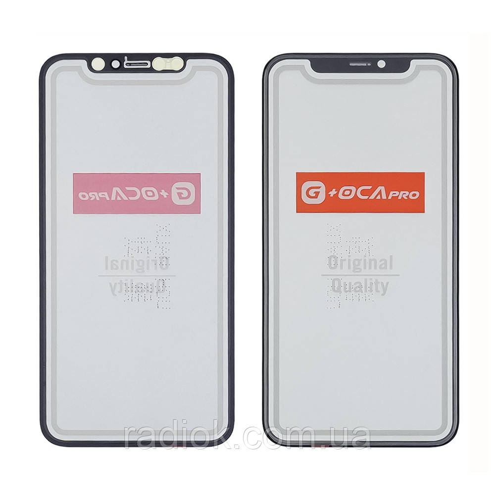 Скло тачскрина з OCA плівкою для Apple iPhone 11 Pro чорне із сіточкою G+OCA Pro, фото 1