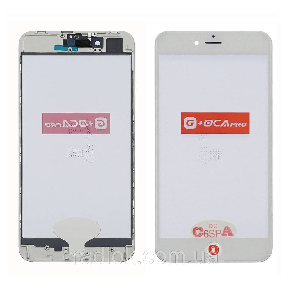 Скло тачскрину з OCA плівкою для Apple iPhone 8 Plus біле з рамкою та сіточкою G+OCA Pro, фото 1