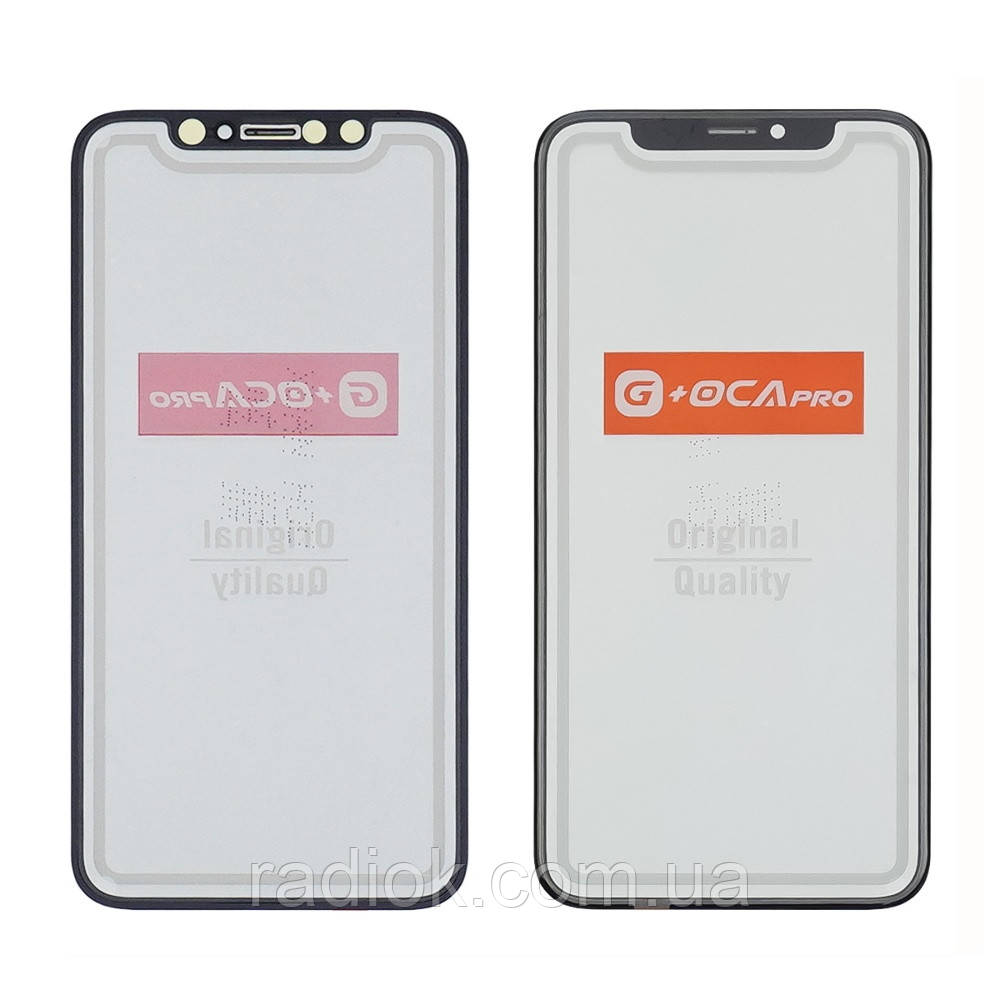 Скло тачскрина з OCA плівкою для Apple iPhone XS чорне із сіточкою G+OCA Pro, фото 1